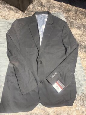 Axist Men's Charcoal Pinstripe Suit Jacket dark gray